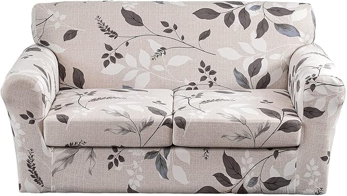 KRFOONN 3 Piece Stretch Sofa Couch Covers for 2 Cushion Couches Printed Sofa Loveseat Slipcover with 2 Separate Seat Cushion Covers Washable Sofa Slip Covers Furniture Protector (Loveseat, 23), Medium