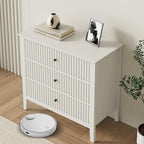 White Large 3 Drawer Dresser Set of 2, Painted 30 Inch Tall Wood Nightstand with Storage, Wide Modern Chest of Drawers with Ball Bearing Slide for Bedroom Hallway Living Room Entryway