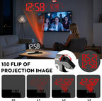 Amgico Projection Alarm Clock,Digital Clock with Projection,7.3" Mirror Clock with 180°Rotating Projector,Dual Alarm with 3 Mode,Bright Adjust,DST,Snooze,Charging Port,5 Levels Volume for Desk Teens