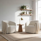 COLAMY Swivel Accent Chair Set of 2, Barrel Chair with Armrest, Comfy Round 360°Mondern Armchair, for Living Room/Bedroom/Waiting Room, No Assembly, Beige