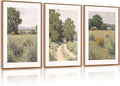 CHDITB Countryside Landscape Framed Canvas Wall Art Set, Nature Inspired Wall Decor, Pathway Art Spiritual Wall Painting, Vintage Art Prints for Living Room, Bedroom, Office - Large Size 16"x24"x3