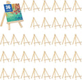 Falling in Art 36 Pack Mini Wooden Display Easels, 10 Inch Tripod Painting Easel Stand, Portable Art Canvas Holder for Photos, Prints and Signs