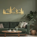 SIGNLEADER Metal Wall Art Decor Mountain Pine trees Modern Abstract Wall Sculpture Hangings Home Decoration for Living Room, Bedroom, Bathroom, Kitchen, Outdoor - 30" Gold