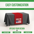 Custom Table Runner (12”x72” to 36”x72”) by BCB Print | Personalize with Business Logo/Image/Text | Trade Shows, Events & Weddings | HD Printed Custom Table Sign | Express Dispatch+Ship | Made in USA