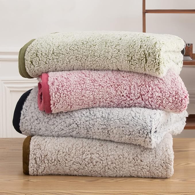 EMME Soft Sherpa Fleece Blanket Reversible Plush Fluffy Large Blanket, Light Weight Warm Decorative Boho Blanket Cover for Sofa, Couch, Bedroom,Travel(Plush Navy,60"x80")