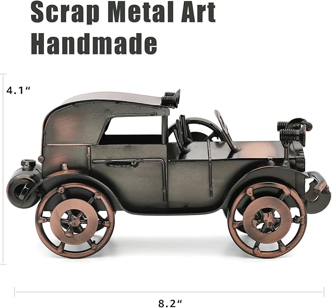 Classic Car Gifts for Men, Unique Cool Birthday Gift Ideas, Vintage Car Decor for Room, Home, Office, Man Cave, Garage, Antique Scrap Metal Model Car Ornaments (M-1)