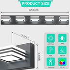 SOLFART LED Bathroom Lighting Fixtures - 5 Lights Modern Matte Black Acrylic Vanity Lights for Mirror 32inch 24W