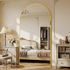 Suidia Arched Full Length Mirror, 78"x38" Floor Mirror Freestanding, Floor Standing Full Body Mirror with Stand for Bedroom, Hanging Leaning Mounted for Living Room Cloakroom, Gold