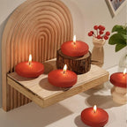 12 Pack Red Floating Candles 3 inch, Unscented Traditional 3" Floating Candles for Centerpieces,7 Hours Burning, Red Water Candles for Cylinder Vases, Wedding, Party, Pool