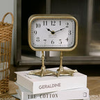 NIKKY HOME Vintage Table Top Clock, Cute Duck Paw Silent Shelf Desk Clock Battery Operated, Home Decor for Living Room, Mantel, Bedroom, Bedside - Gold