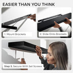 Homeforia Black Floating Shelves 24 inch, High End Solid Real Wood 24inch Bathroom Floating Shelf for Wall Mounted, Black Wooden 24in Floating Shelves, Heavy Duty Bracket, 24 X 6.5 X 1.75 in, Set of 4
