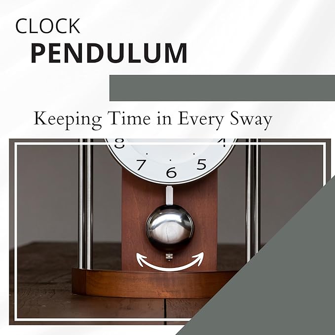DODEKA Classic Mantel Clock Home Decoration Boxwood Tabletop Pendulum Hollow Frame Design Mid-Century for Home, Office, Fireplace