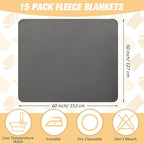 Newwiee 15 Pack Fleece Blankets Bulk 50 x 60 Inch Double Sided Ultra Soft Fleece Throw Blankets Bulk Lightweight Warm for Airplane Home Office Wedding Gifts Outdoor Use (Gray)