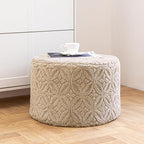 Plush Multi-Functional Ottoman Pouf – Ergonomic Ottoman Foot Rest with Space-Saving Design, Perfect Under Desks, Couches & Sofas (Light Coffee)