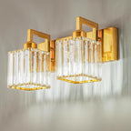 Modern Bathroom Vanity Light 2-Lights Gold Crystal Wall Lamp Bathroom Modern Crystal Vanity Lighting