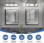 Modern LED Small Bathroom Lights Fixtures(3-Light),Stainless Steel Chrome Acrylic Wall Lighting,Vanity Lights for Bathroom Over Mirror(6000K 16in)