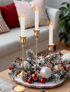 4 Sets(12 Pcs) French Gold Tapered Candle Holder,Candlestick Tall Metal Candlestick Holders for Table Centerpiece Home Decor for Wedding Fireplace Mantel Housewarming Gift Fits 3/4 Inch Thick Candles