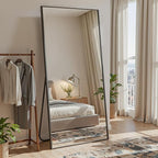 Full Length Mirror, 72"x32" Full Body Mirror, Oversized Floor Mirrors, Leaning Free Standing Mirrors, Hanging Mounted Large Mirrors for Bedroom Dressing Room, Cloakroom, Black