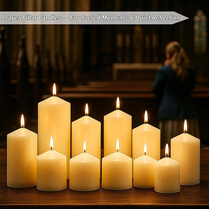 12 Pack White Pillar Candles Bulk Set, 3x3 3x6 3x8 Inch - 4 Each Size, Dripless Smokeless Clean Burning for Wedding Centerpieces, Home Decor, Church, Romantic Ambiance！