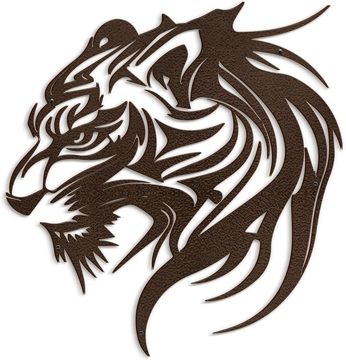 SIGNLEADER Metal Wall Art Decor Lion Minimalist Modern Abstract Wall Sculpture Hangings Home Decoration for Living Room, Bedroom, Bathroom, Kitchen, Outdoor - 18" Bronze