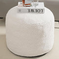 Round Stuffed Pouf Ottoman for Foot Rest, Faux Fur Poufs with Foam Chunk Filling, Storage Ottoman Pouf Foot Stool Cushion, 20 X 15 Inch Floor Chair for Living Room Bedroom Home Decor, White