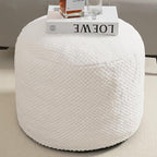 Round Stuffed Pouf Ottoman for Foot Rest, Faux Fur Poufs with Foam Chunk Filling, Storage Ottoman Pouf Foot Stool Cushion, 20 X 15 Inch Floor Chair for Living Room Bedroom Home Decor, White