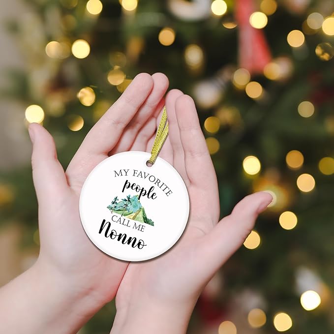Nonno Gifts Ceramic Christmas Ornaments, Nonnos Christmas Tree Ornaments, Xmas Thanksgiving Birthday Gifts for Nonnos Grandpa, My Favorite People Call Me Nonno Decorative Hanging Ornament
