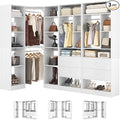 Large Corner Closet System with 3 Sets, 87.2" Closet Organizer System with 4 Drawers & 4 Hanging Rods, Reversible L Shaped Walk-in Closets, Load 2000+LBS, White (87.2" L x 39.2" W x 80" H)