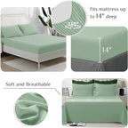 JOLLYVOGUE Queen Comforter Set, Ultra-Soft Bed in a Bag Queen Size 7 Pieces, Oeko-TEX Certified Bedding Set with Down Alternative Comforter, Sheets, Pillowcases & Shams, Dark Green & Light Green