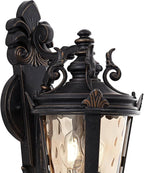 John Timberland Casa Marseille European Outdoor Wall Light Fixture Bronze Scroll 21 3/4" Champagne Hammered Glass for Exterior House Porch Patio Outside Deck Garage Front Door Garden Home
