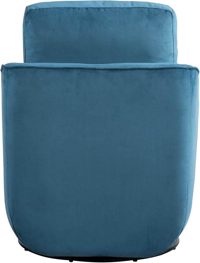 Studio Living® Lydia 35.3" Swivel Accent Chair, Modern Boho, Fully Assembled, Pocket Coil Comfort, Round Swivel Base Leg, Soft Velvet Fabric, Blue