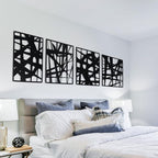 Bdor Decorative Metal Panels, Set of 4, 10.98" x 15.94", Modern Geometric Design, Black Metal Wall Art, Room Dividers, Architectural Elements for Home and Office Décor