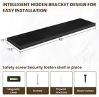 48 Inch Floating Shelves, 12 Inch Deep Floating Shelves for Wall, Floating Shelf with Invisible Brackets, Deep Shelves for Bathroom, Bedroom, Living Room, 1 Pack, Black