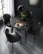 VASAGLE EKHO Collection - Dining Chairs Set of 2, Upholstered Kitchen Chairs, Comfortable Seat, Synthetic Leather with Stitching, Mid-Century Modern, Easy Assembly, Living Room Lounge, Ink Black