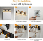 Modern Bathroom Vanity Light 3-Lights Black Gold Crystal Wall Lamp Bathroom Modern Crystal Vanity Lighting