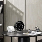 QIYAODECO® Vintage Metal Desk Clock for Bedroom, with Adjustable Angle Ticking Small, Battery Operated Mantel Bedside Clock, Decorative Table, Old Fashioned Style Black Decor, Adult Kid Gift, Black