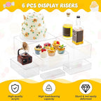 Leinuosen 6 Pcs Large Buffet Risers, 7 to 12 Inch Catering Dessert Table Risers Food Decorative Stands with hollow bottom for Catering Supplies, Party(Clear, Rectangle)