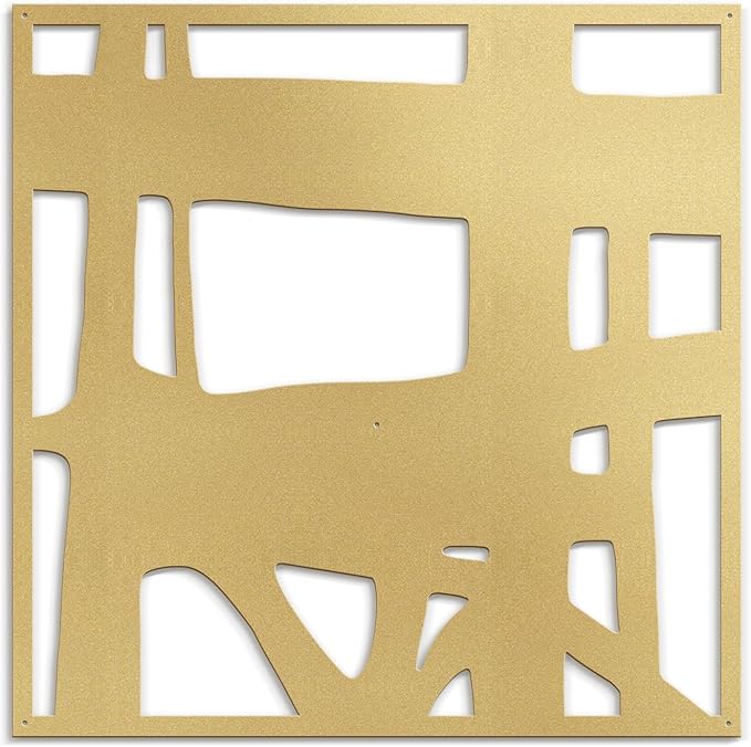 SIGNLEADER Metal Wall Art Decor Abstract Lines Minimalist Modern Abstract Wall Sculpture Hangings Home Decoration for Living Room, Bedroom, Bathroom, Kitchen, Outdoor - 24" Gold