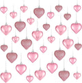 Skylety 30 Pieces Valentine's Day Heart Ornaments, Heart Shaped Decorations Tree Hanging Baubles for Valentine Wedding Anniversary, 3 Styles 2 Size (Pink)