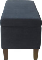 HomePop Large Upholstered Rectangular Storage Ottoman Bench with Hinged Lid, Navy