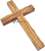 Wall -Wooden Wall Hanging Cross Made of Olive Wood in The Holy Land - Unique Gift for Christmas or Wall Cross for Bedroom or Living Room (10 x 6 Inches)
