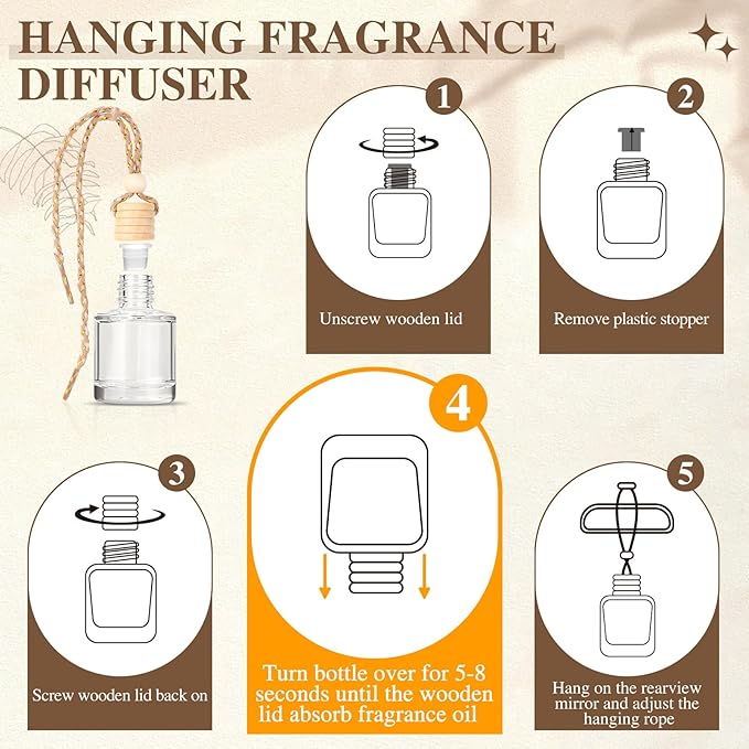 AROIC Car Air Freshener, 18 Pack Long Lasting Hanging Car Air Freshener Diffuser Set for Women & Men, 6 Scents Essential Oil Vehicle Aroma Fragrance Valentines Day Gift (8ml Each)