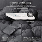 Luxurious Heavyweight Goose Down Feather Fiber Comforter, Exquisite Pinch Pleat Design, Oversize California King/Cal King 108 x 98, 100% Egyptian Cotton, 90 oz Fill Weight, Gray