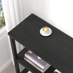 FOLUBAN Bookshelf, Modern 3 Tier Bookcase, Wood and Metal Book Shelves for Living Room Office Bedroom, Rustic Black Oak