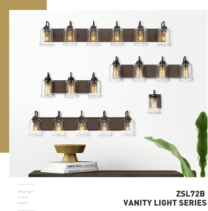 zeyu 5-Light Modern Vanity Light Fixture, 36" Bathroom Light Fixtures Wall Mount with Clear Glass, Oil Rubbed Bronze Finish, ZSL72B-5W ORB