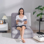 Bean Bag Chairs for Adults,Folding Sofa Bed,Floor Couch Bed, Foam Filling Fold Floor Mattress with Washable Soft Faux Fur Cover, Leisure Floor Couch for Bedroom Living Room(Cream,Single)
