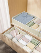 Drawer Organizer Clothes, Foldable Fabric Dresser Organizer Closet Organizers and Storage Box for Underwear,Folded Clothes,Baby Clothing,Socks,Bra,Towels,Ties(12 Pack,Yellow)