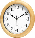 Kesin Wooden Wall Clocks 14 Inch Silent Wall Clock Large Decorative Battery Operated Non Ticking Analog Modern Clock for Living Room Kitchen Bedroom, Natural Grain