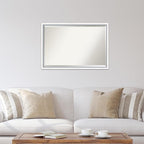 Amanti Art White Wall Mirror 26x38 Morgan White Blue Rectangle Bathroom Mirror for Wall Decor Living Room, Large Modern Wood Frame, Hangs Horizonally and Vertically, Bathroom Decor, Beveled Edge