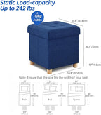 BRIAN & DANY Small Ottoman with Storage, Foot Stool Ottoman Storage Cube, Foot Rest for Couch with Legs, Blue 14.8" x 14.8" x 16"